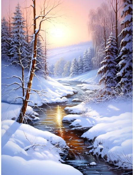 

Алмазная мозаика без подрамника Зимний вечер, 130x100 см, 50 цветов, 67243, РА-451