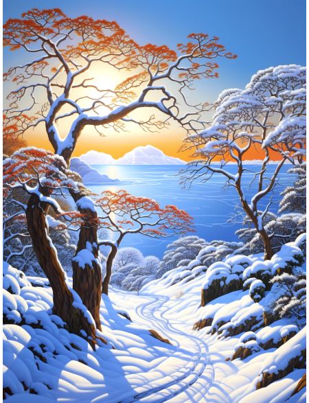 

Алмазная мозаика на подрамнике Замёрзшее озеро, 90x70 см, 50 цветов, 67241, ПРА-450
