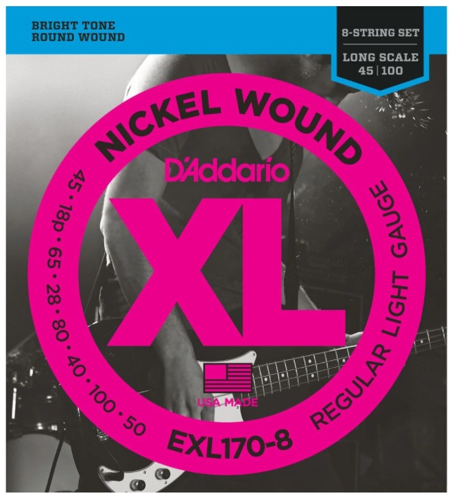 фото Струны для 8-ми струнной бас-гитары daddario exl170-8 d'addario