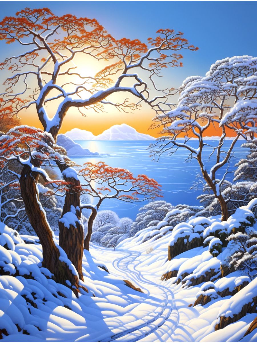 

Алмазная мозаика без подрамника Замёрзшее озеро, 130x100 см, 49 цветов, 67233, РА-450