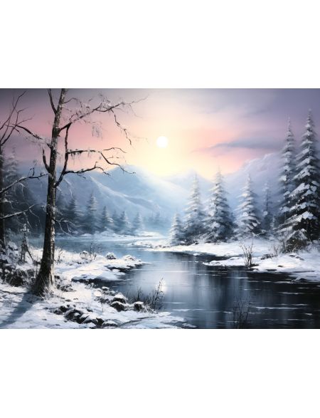 

Алмазная мозаика на подрамнике Зимний закат, 50x40 см, 33 цветов, 67232, ПРА-449