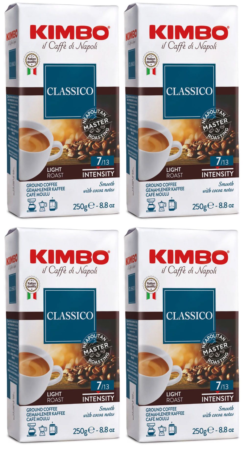 Кофе молотый Kimbo Aroma Classico жареный 100% Арабика, 250 г х 4 шт