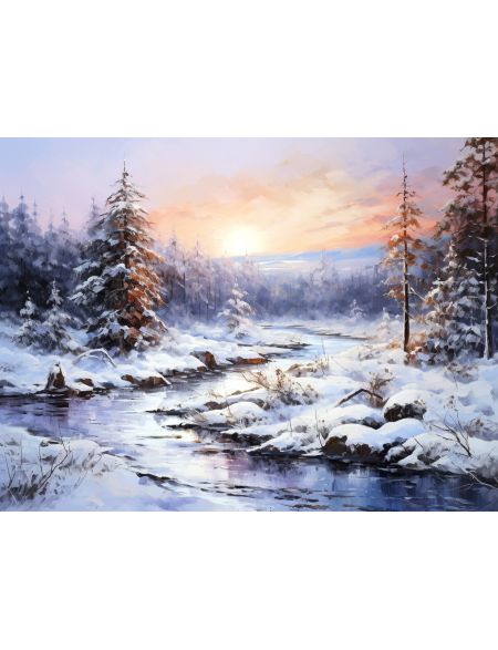 

Алмазная мозаика без подрамника Зимний закат, 130x100 см, 50 цветов, 67213, РА-448