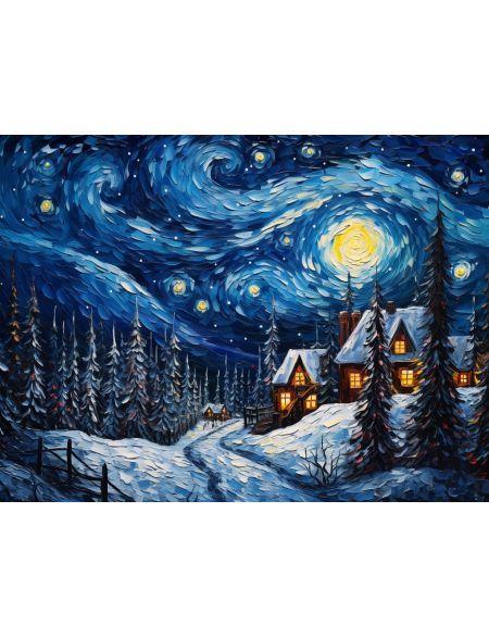 

Алмазная мозаика без подрамника Зимняя ночь, 90x70 см, 50 цветов, 67187, РА-445