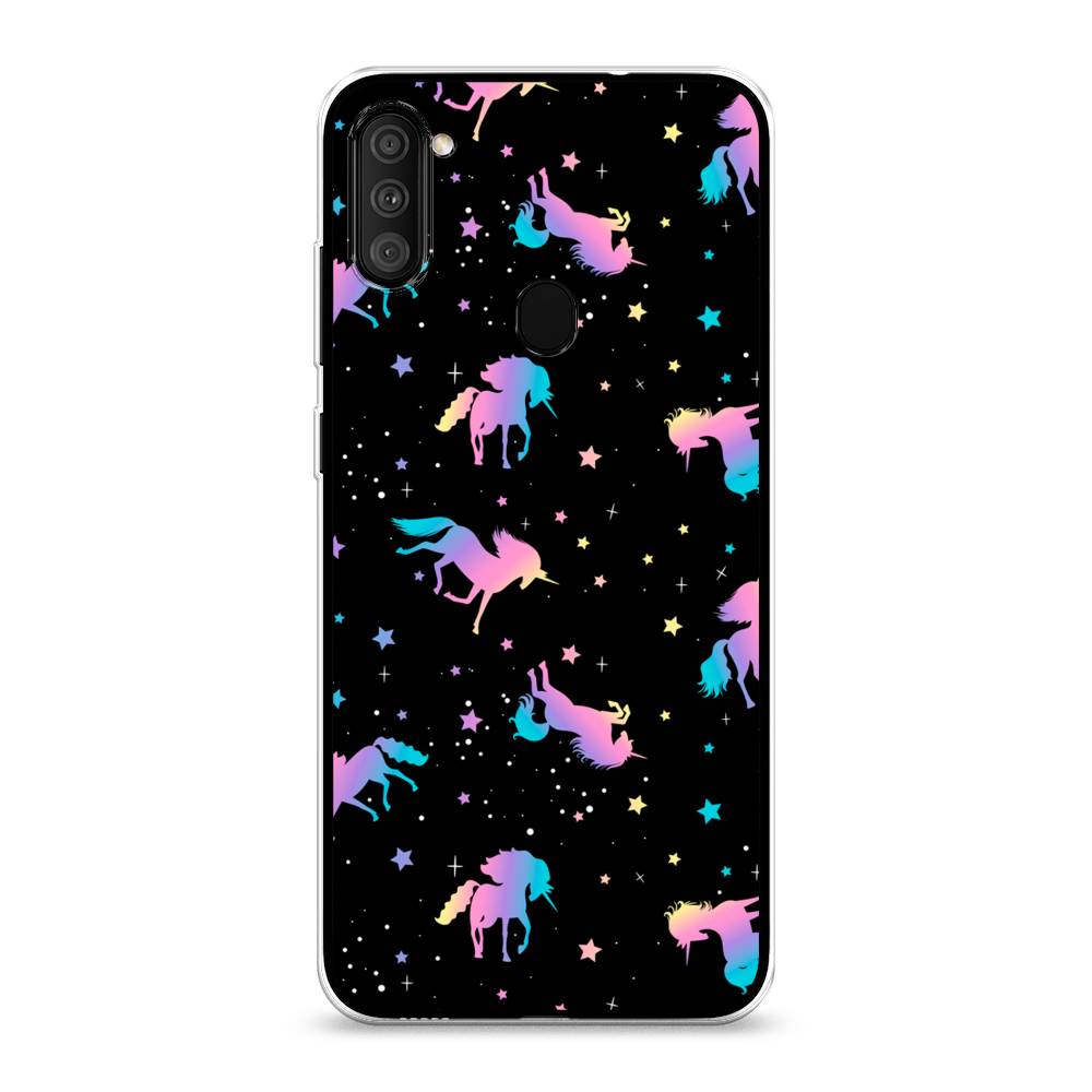 

Чехол на Samsung Galaxy M11 "Единороги градиент", Черный;розовый;голубой, 2100650-1