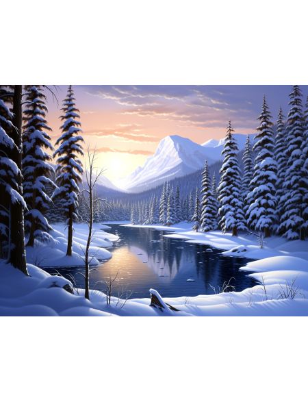 

Алмазная мозаика без подрамника Зимняя речка, 25x20 см, 40 цветов, 67178, РА-444