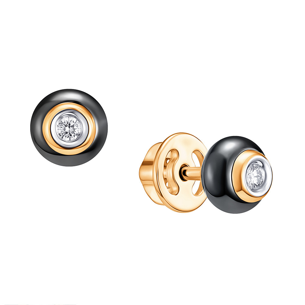 

Серьги из красного золота с бриллиантом/керамикой ADAMAS 21039767/01-А50ДКЧ-41, 21039767/01-А50ДКЧ-41