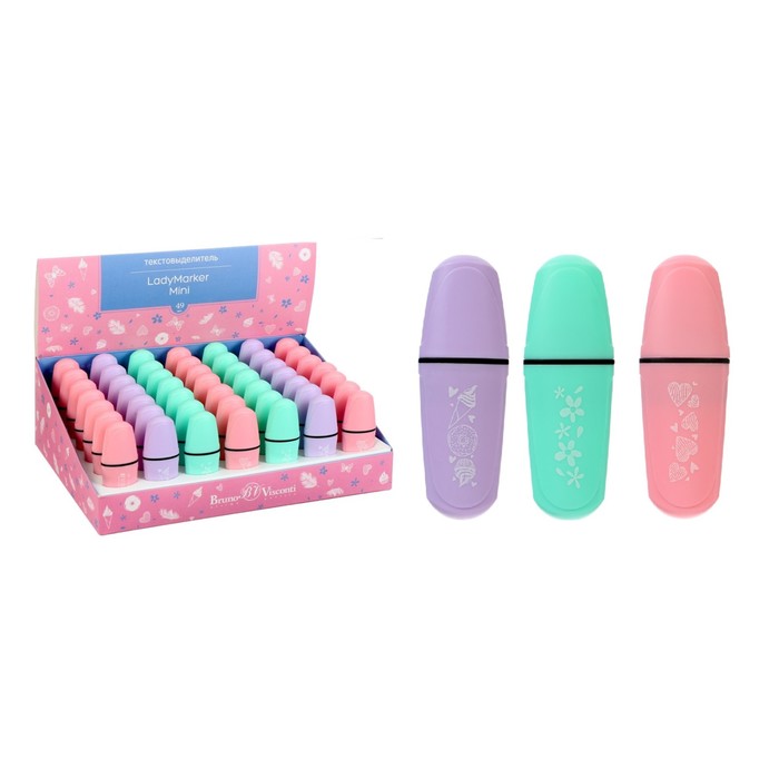 

Маркер-текстовыделитель 1-5 мм, LadyMarker Mini Мятный/Розовый/Сиреневый, микс(2 шт.), Разноцветный