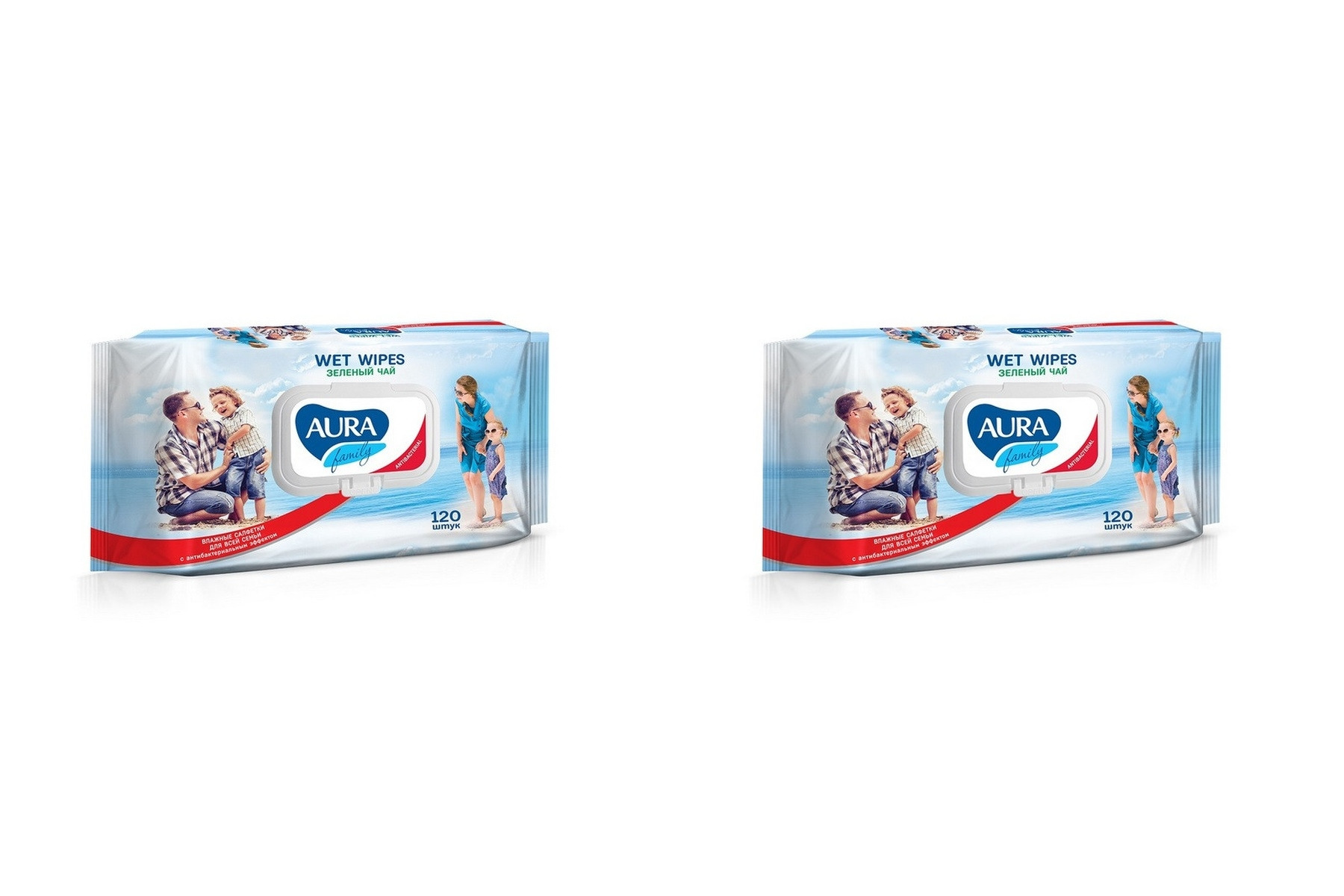 Влажные салфетки Aura Family 120 шт 2 уп ozone влажные салфетки для детей с экстрактом календулы и витамина е premium 72