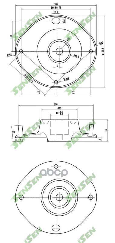 

Опора амортизатора переднего правая LANOS (T100) 1997 - 2002