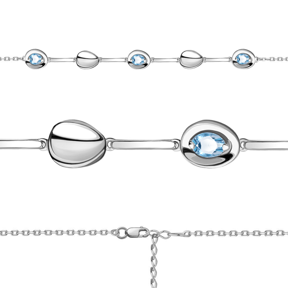 

Браслет из серебра с топазом Aquamarine Aquamarine 7450005_925_р р. 20, 7450005_925_р