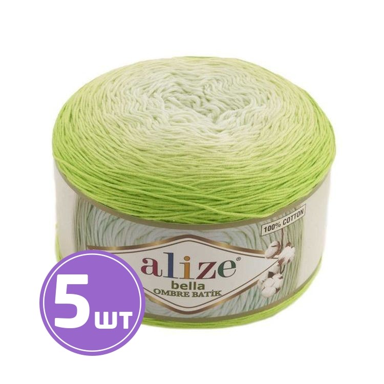 

Пряжа ALIZE Bella Ombre Batik 7412, лайм, 5 шт. по 250 г, Зеленый