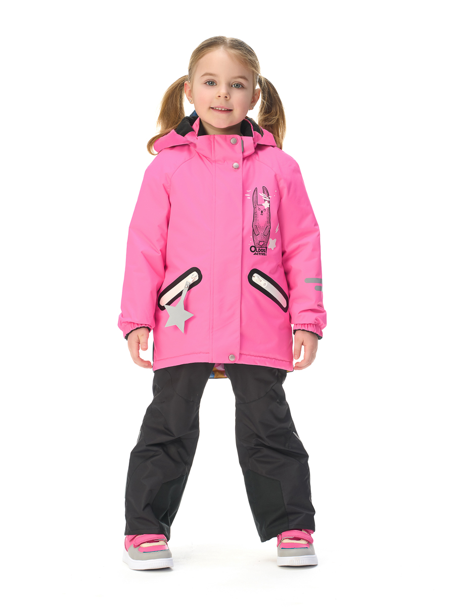 Комплект верхней одежды детский Oldos Айза, яр розовый_черный, 104