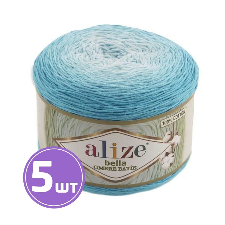 

Пряжа ALIZE Bella Ombre Batik 7409, бирюзово-голубой, 5 шт. по 250 г