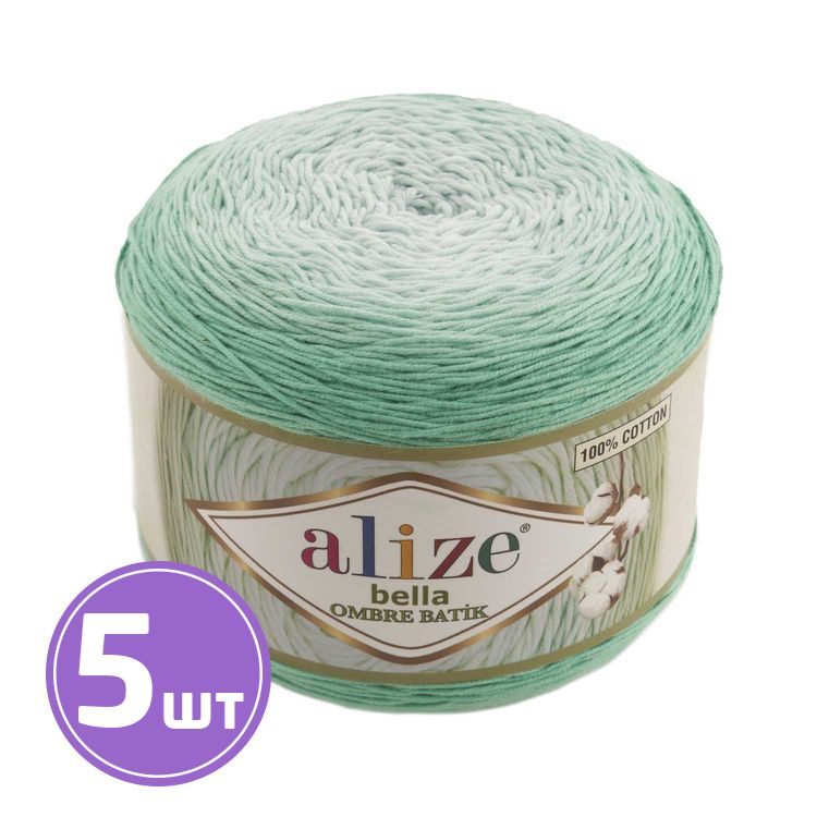 

Пряжа ALIZE Bella Ombre Batik 7408, мята, 5 шт. по 250 г, Зеленый