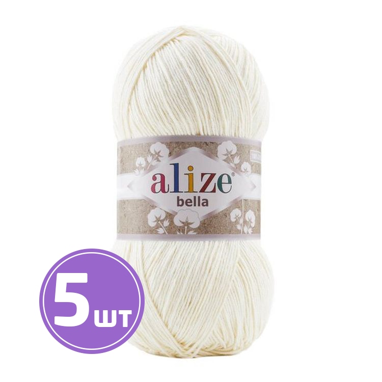 

Пряжа ALIZE Bella 100 62, белый, 5 шт. по 100 г