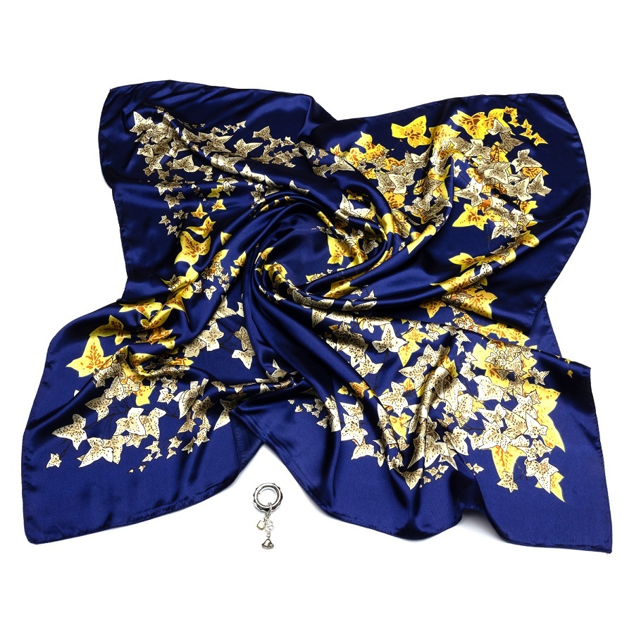 Платок женский FOXTROT 002200 сине-золотой, 90х90 см