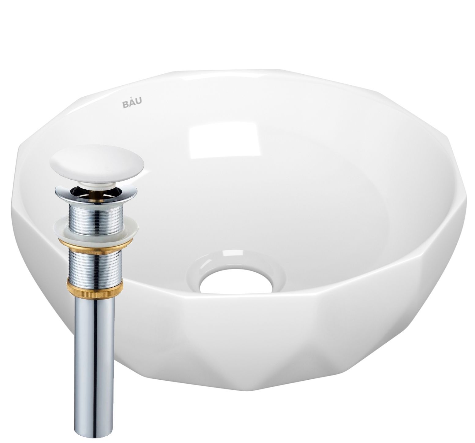 фото Раковина накладная на столешницу bau diamond d40, белая + выпуск bauedge