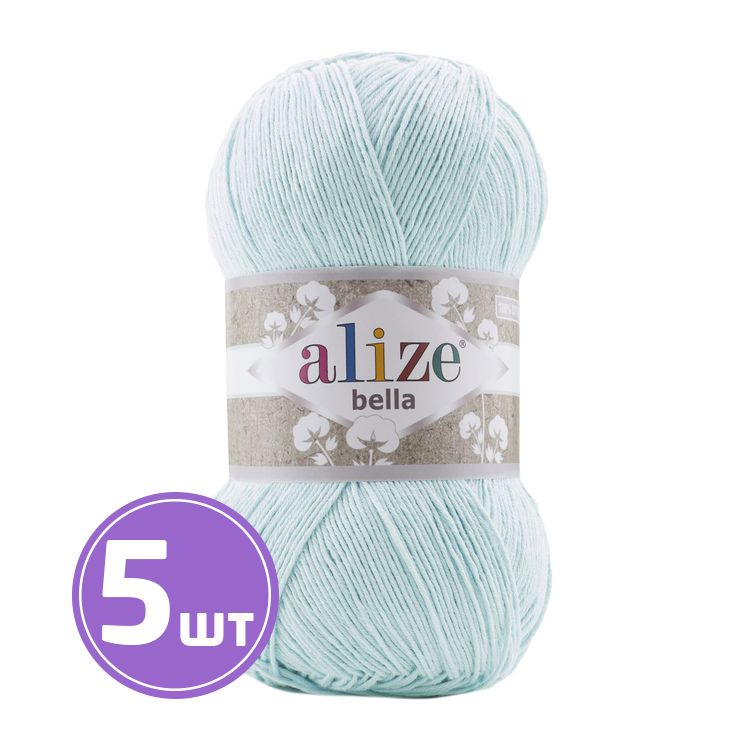 

Пряжа ALIZE Bella 100 01, суровый, 5 шт. по 100 г, Голубой