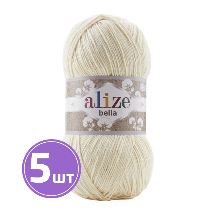 

Пряжа ALIZE Bella 100 01, суровый, 5 шт. по 100 г, Бежевый