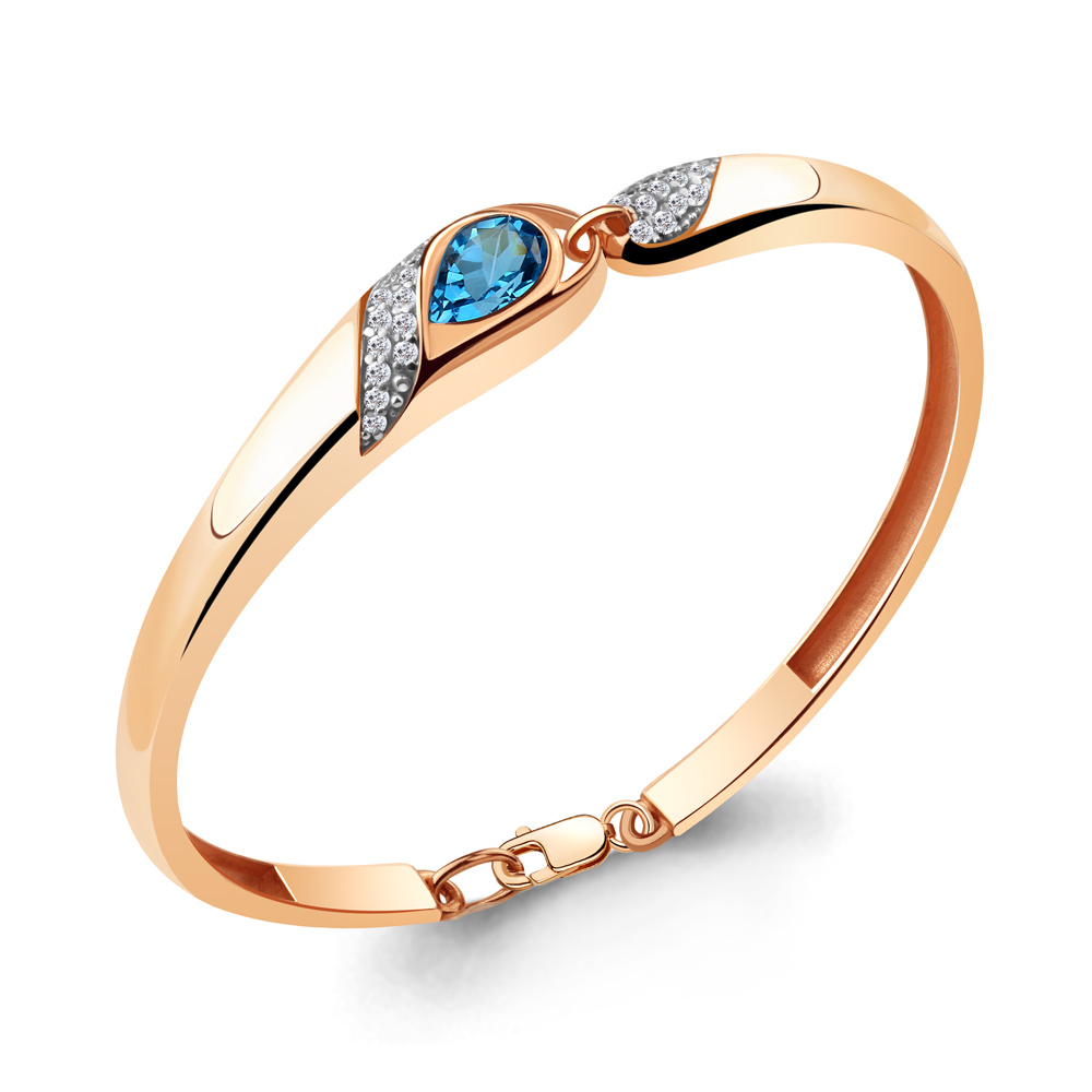 

Браслет из серебра с топазом\фианитом Aquamarine Aquamarine 7449705А_925_з р. 17, 7449705А_925_з