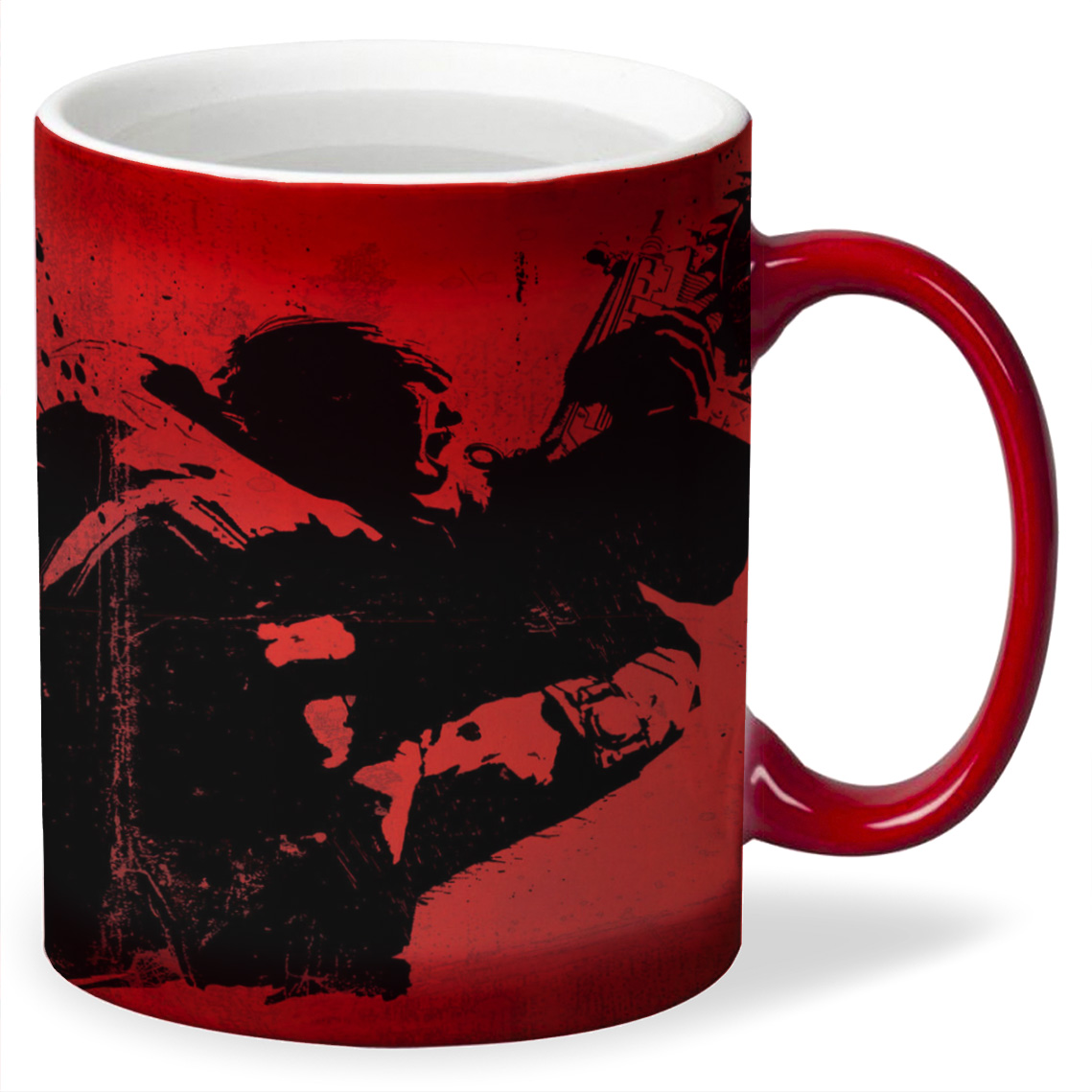 

Кружка хамелеон красный CoolPodarok gears of war 2 Силуэты солдат Красный фон