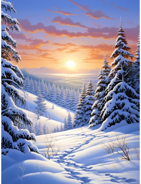 

Алмазная мозаика на подрамнике Зимний закат, 50x40 см, 37 цветов, 67162, ПРА-442