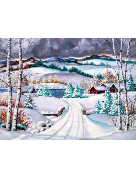 

Алмазная мозаика без подрамника Зимняя Тропинка, 50x40 см, 30 цветов, 56724, РА-078