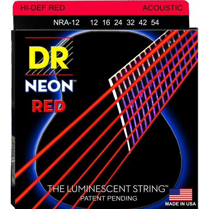 фото Струны для акустической гитары dr string nra-12 hi-def neon