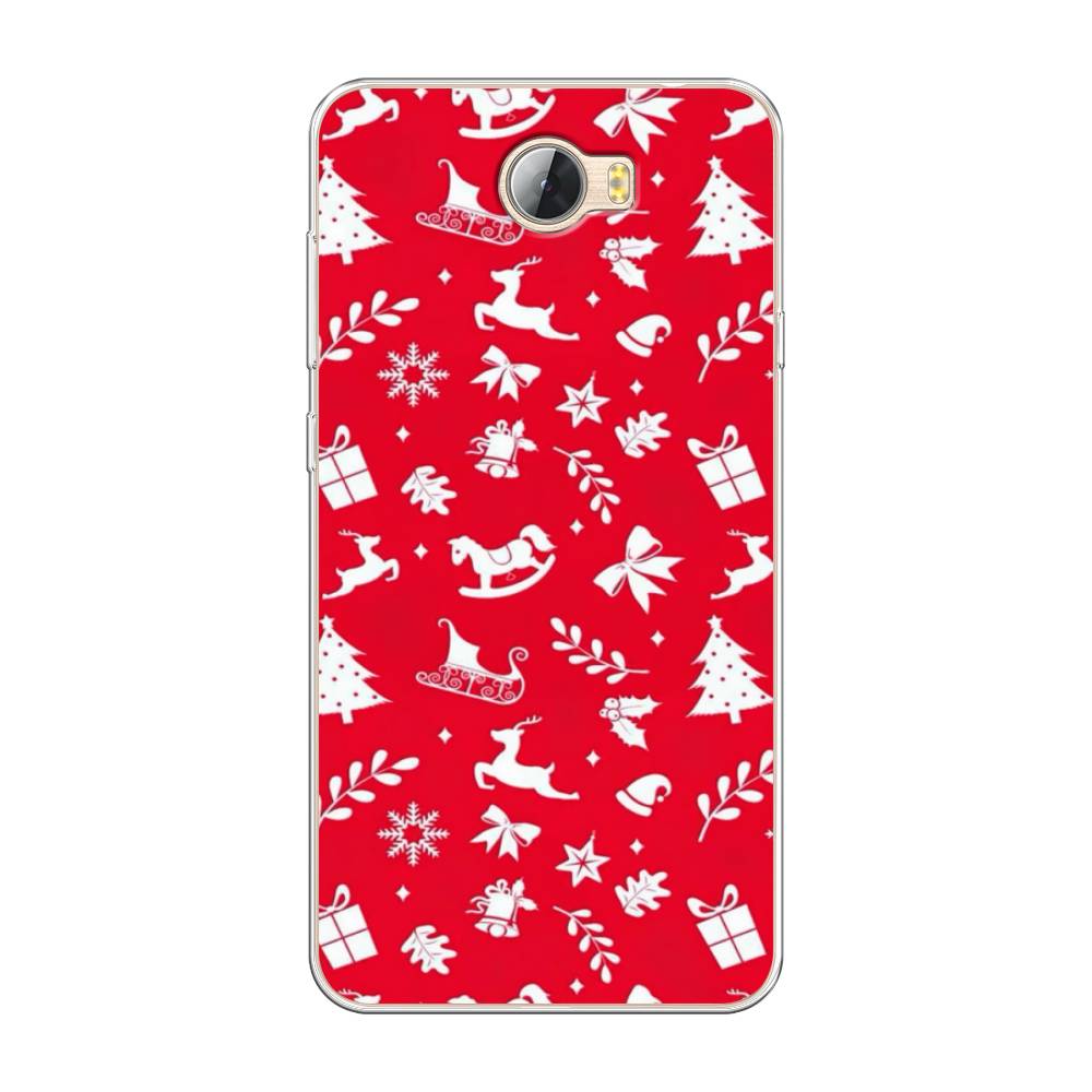 

Чехол на Huawei Y5 II "Красный новогодний фон", Красный;белый, 61950-5