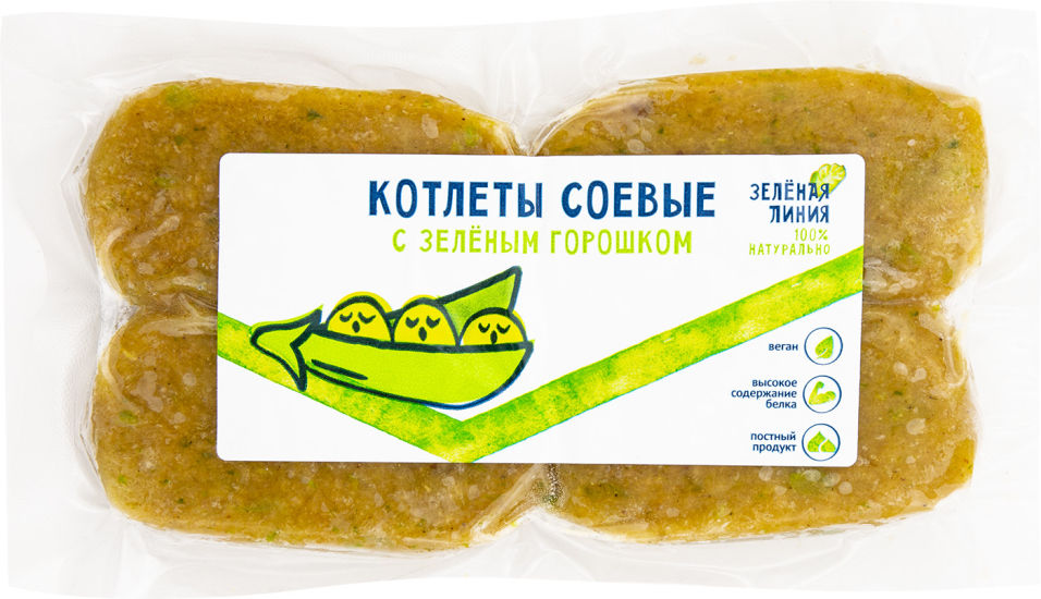 

Котлеты Зеленая линия соевые с зеленым горошком 260г