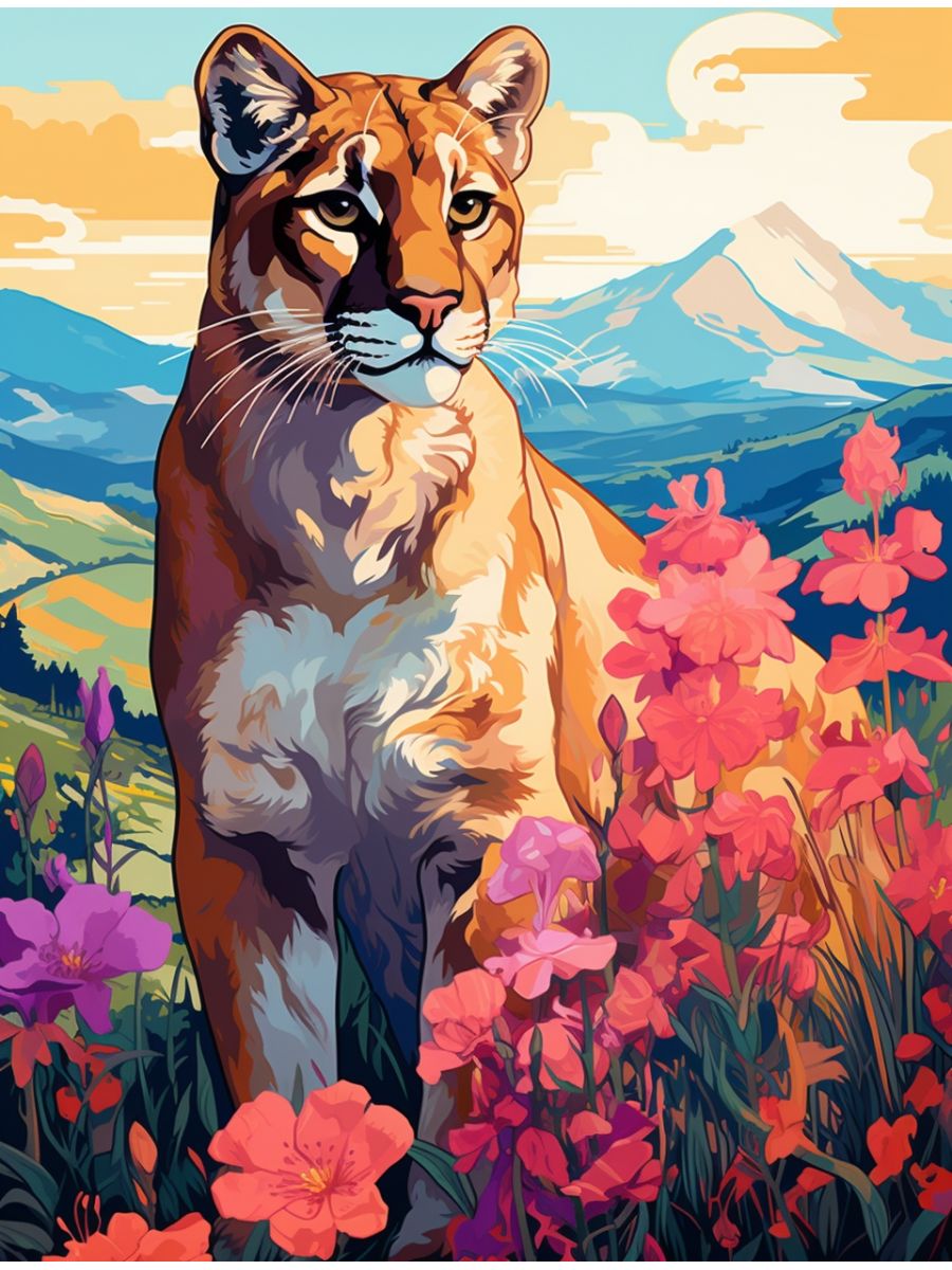 

Алмазная мозаика без подрамника Пума, 70x50 см, 49 цветов, 67054, РА-438