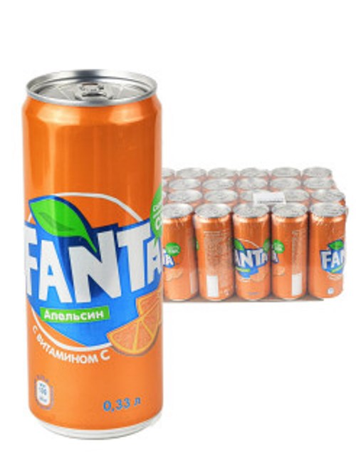 

Газированный напиток Fanta, 0,33л, ж/б, 15шт., Оранж