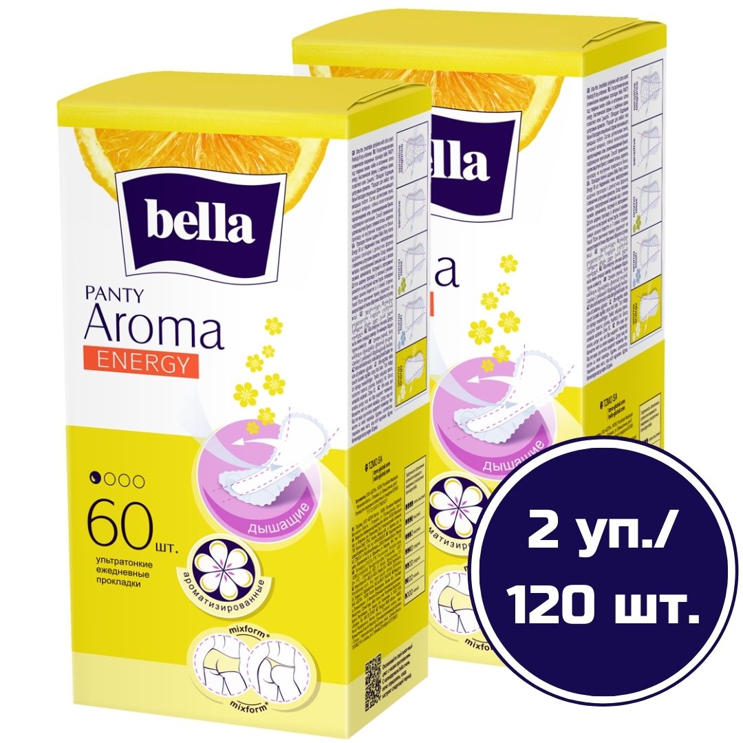 Прокладки женские ежедневные Bella Panty aroma energy, 60 шт х 2 уп