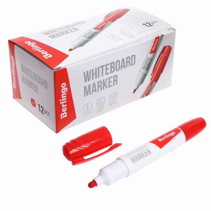 

Маркер для доски 2.0 мм Berlingo, красный(12 шт.)