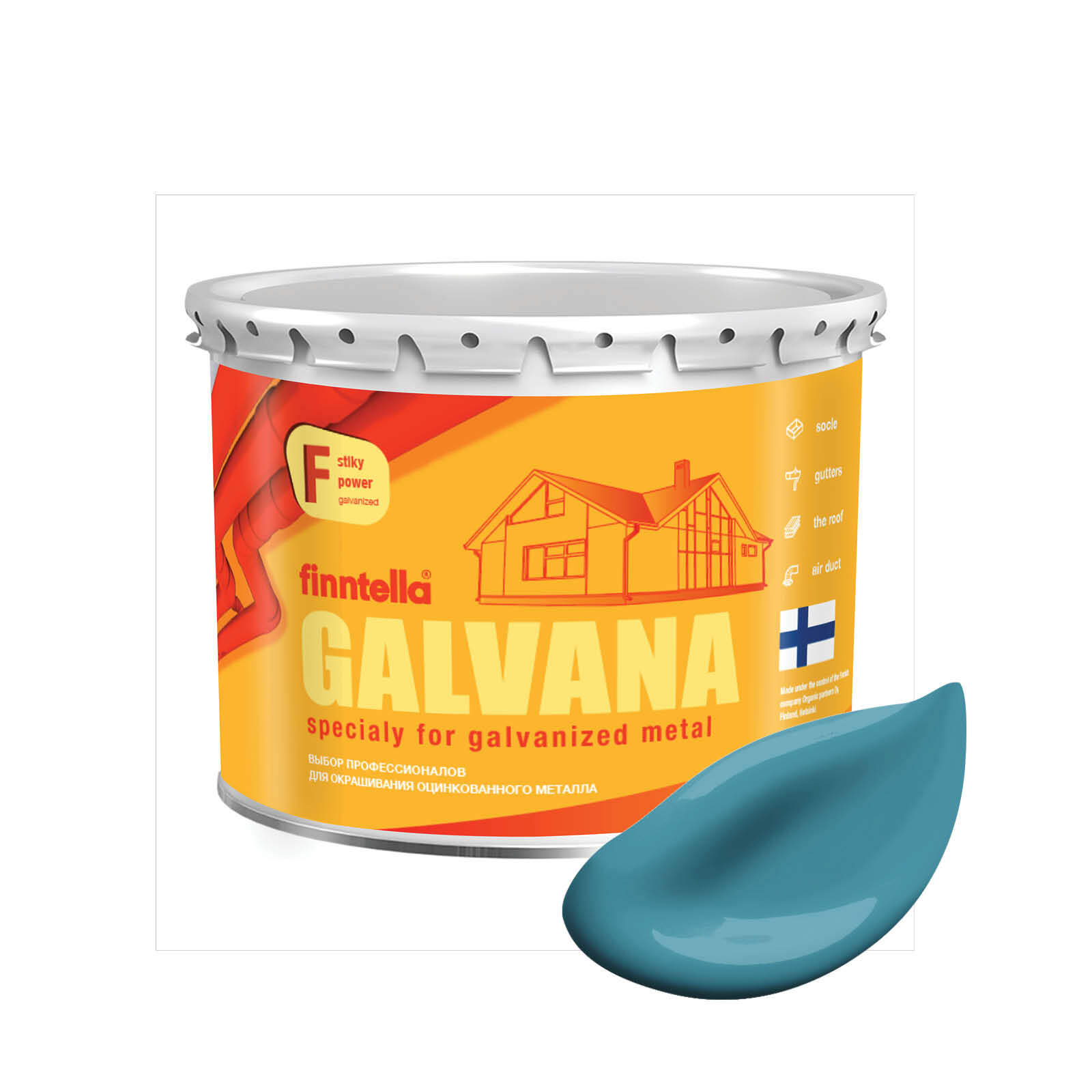 

Краска GALVANA FINNTELLA Матовая, OPAALI голубой, 2,7л, GALVANA по оцинкованному металлу и бетону