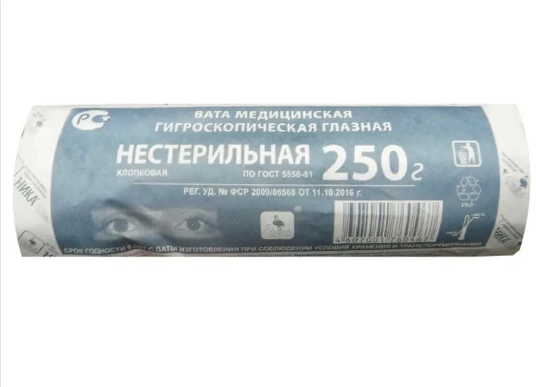 

Вата глазная нестерильная НИКА 250 г 4 шт.