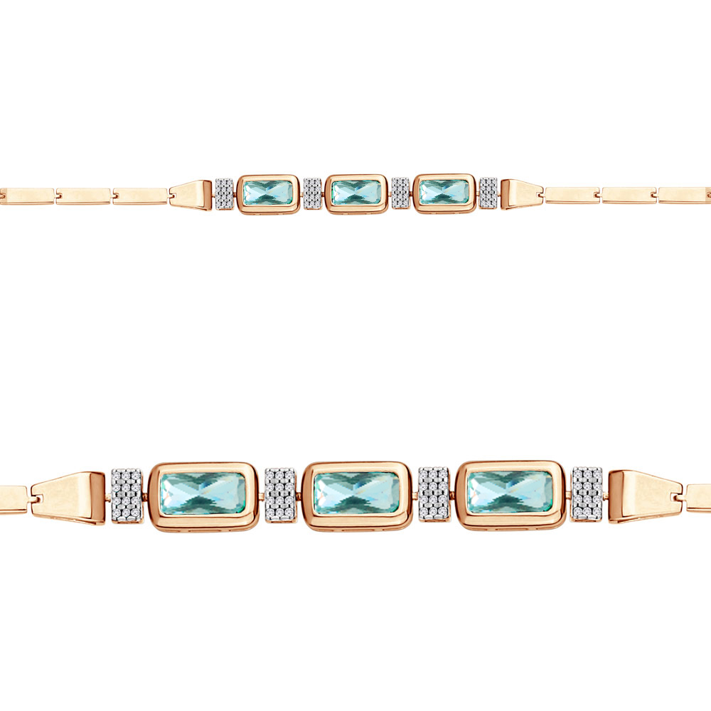 

Браслет из серебра с фианитом Aquamarine Aquamarine 7443488А_925_з р. 18, 7443488А_925_з
