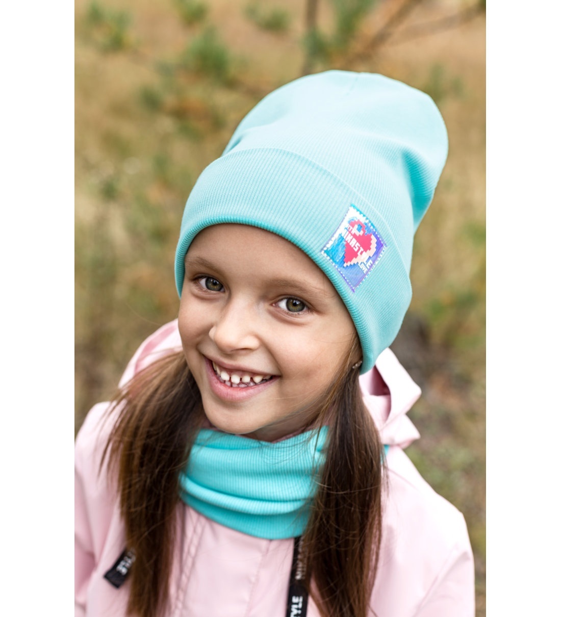 фото Комплект шапка + снуд для девочек nikastyle цв. голубой р-р. 50-54