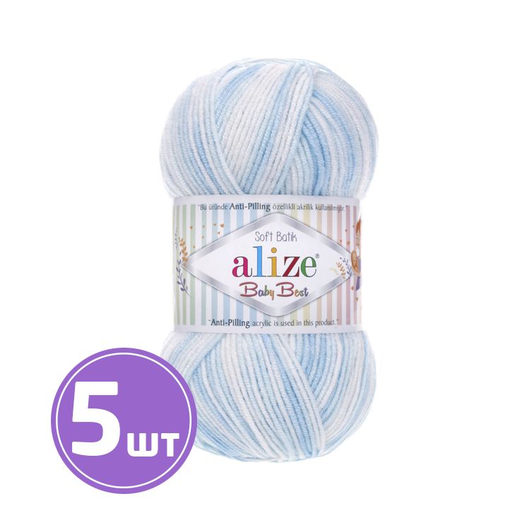 

Пряжа ALIZE Baby best batik 6669, голубо-белый, 5 шт. по 100 г, Голубой