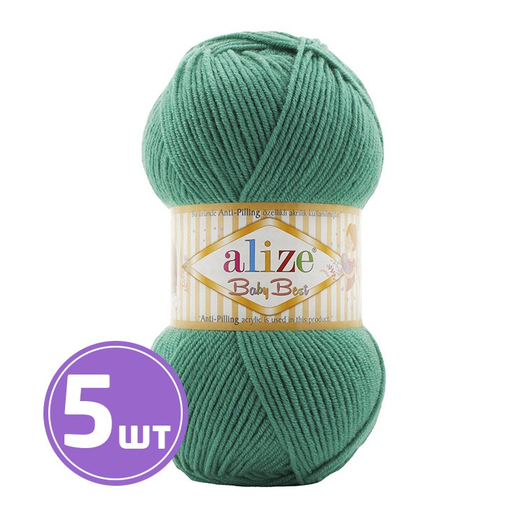

Пряжа ALIZE Baby best Беби бест 623, каскад, 5 шт. по 100 г, Зеленый