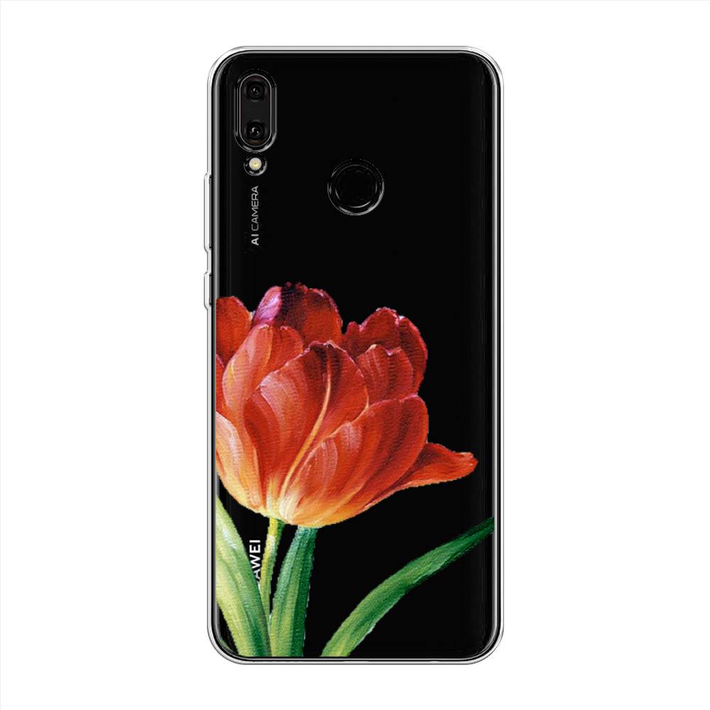 фото Чехол awog "красный тюльпан" для huawei y9 2019