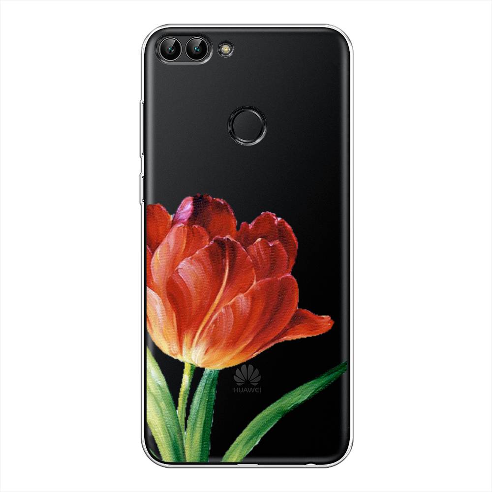 фото Чехол awog "красный тюльпан" для huawei y9 2018