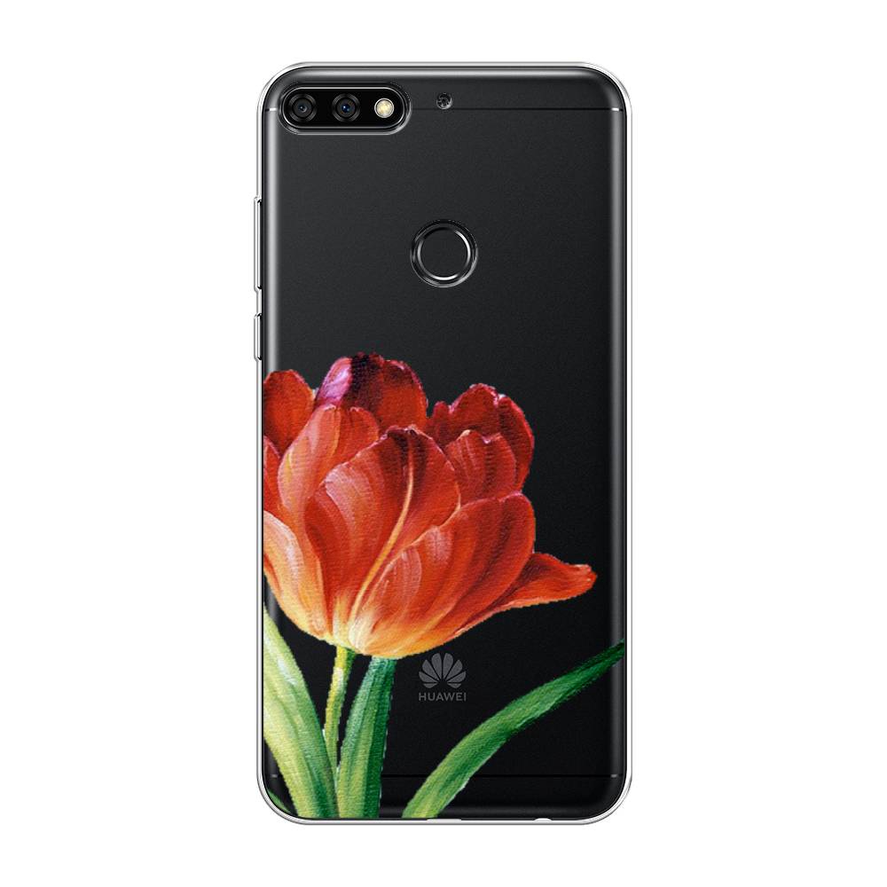 фото Чехол awog "красный тюльпан" для huawei y7 prime 2018