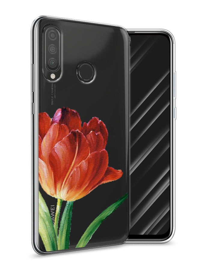 фото Чехол awog "красный тюльпан" для huawei p30 lite