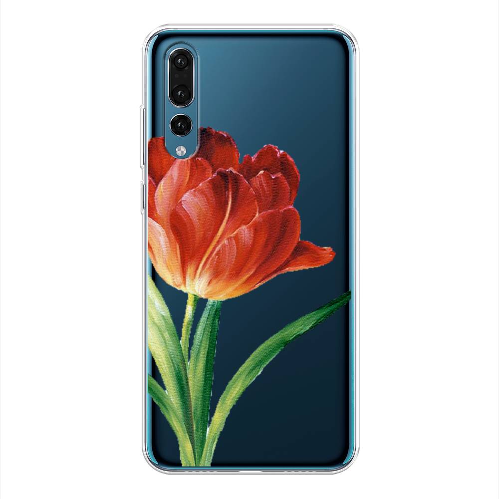 фото Чехол awog "красный тюльпан" для huawei p20 pro