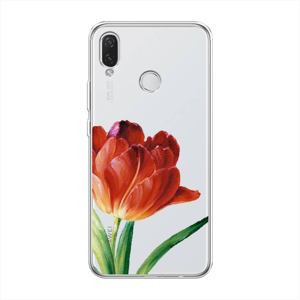 фото Чехол awog "красный тюльпан" для huawei p smart plus