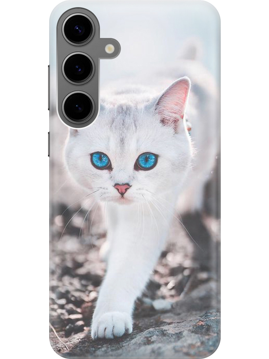

Силиконовый чехол на Samsung Galaxy S24+ с рисунком "Голубоглазый кот", Белый;серый;синий, 20011905