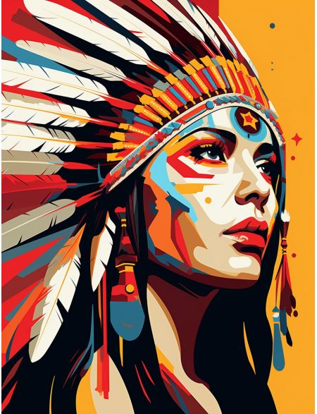 

Алмазная мозаика без подрамника Шаман племени, 50x40 см, 50 цветов, 67003, РА-433