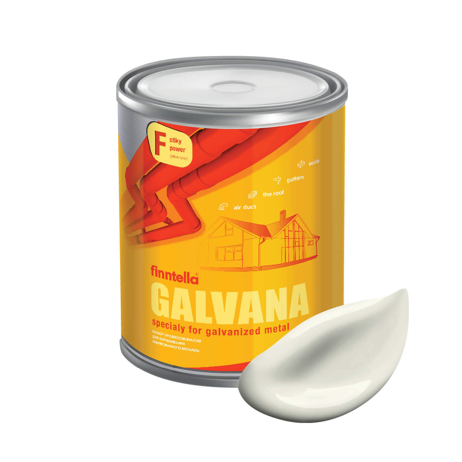 

Краска GALVANA FINNTELLA Матовая, ANTIIKKI белый, 0,9л, GALVANA по оцинкованному металлу и бетону